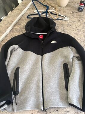 Nike Tech Black and Gray Full-Zip Performance Hoodie Jacket